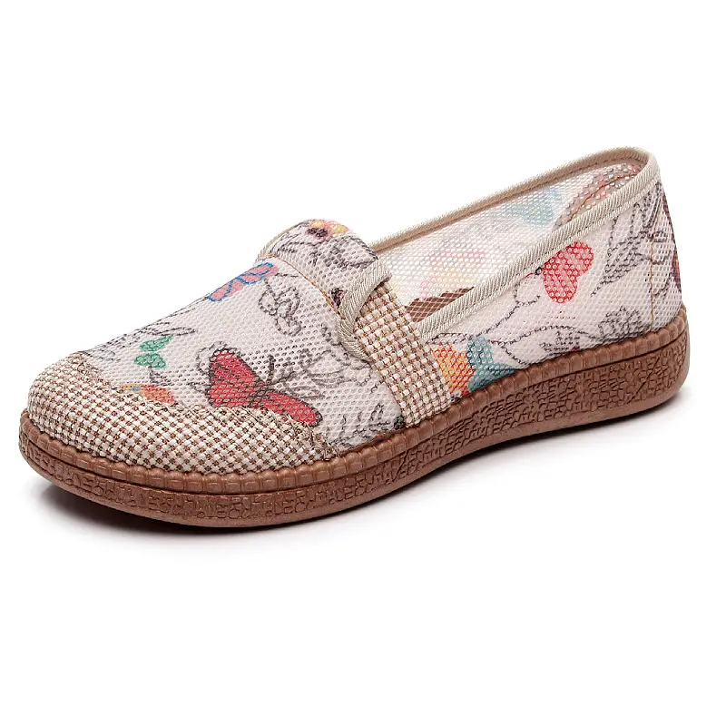 New Style Old Beijing Cloth Shoes for Women in Summer, Breathable Ethnic Style Shallow Fisherman's Shoes, Soft Soles, Non-Slip Slip-On Mom's Shoes - Image 7
