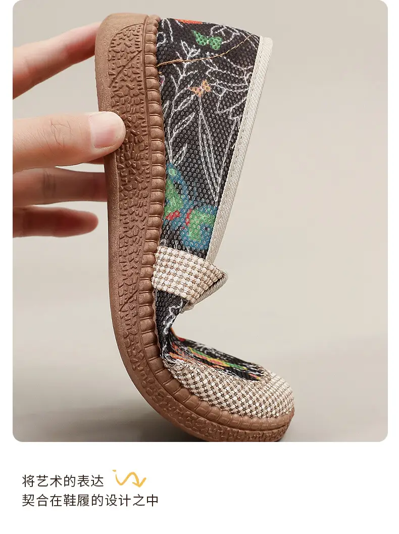 New Style Old Beijing Cloth Shoes for Women in Summer, Breathable Ethnic Style Shallow Fisherman's Shoes, Soft Soles, Non-Slip Slip-On Mom's Shoes — feature 13