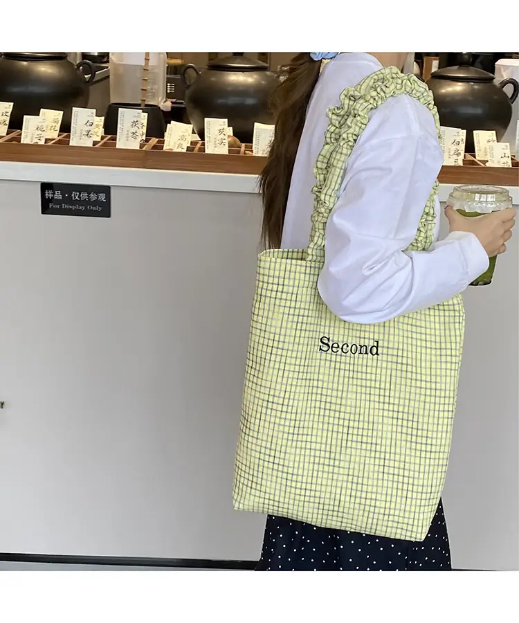 Blue Plaid Canvas Shoulder Bag for Women — feature 25