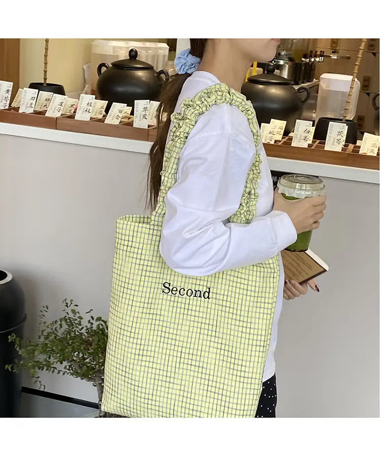Blue Plaid Canvas Shoulder Bag for Women — feature 26