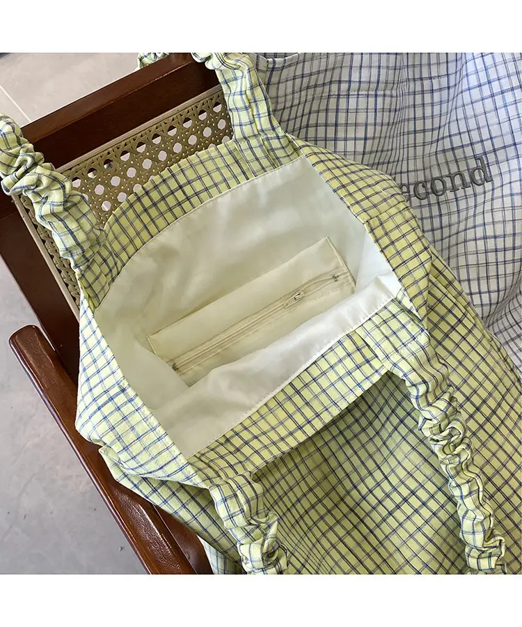 Blue Plaid Canvas Shoulder Bag for Women — feature 32