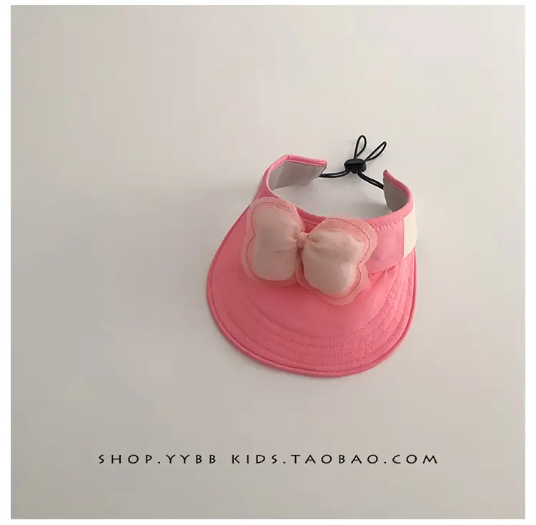 Children's Maroon Bow Sun Hat with Big Brim — feature 13