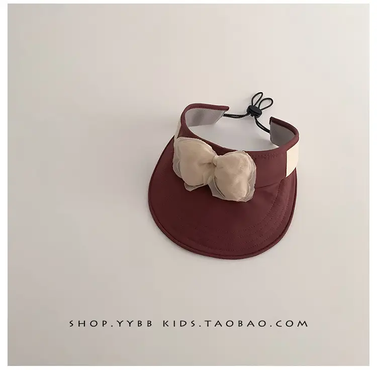 Children's Maroon Bow Sun Hat with Big Brim — feature 16