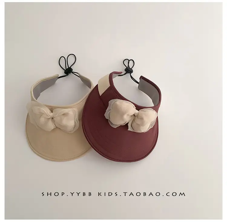 Children's Maroon Bow Sun Hat with Big Brim — feature 17