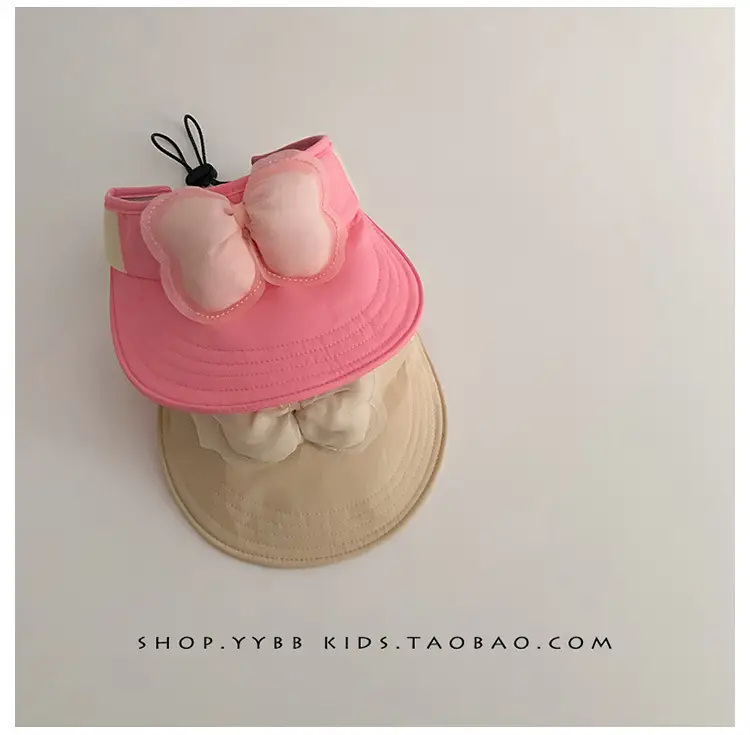 Children's Maroon Bow Sun Hat with Big Brim — feature 7