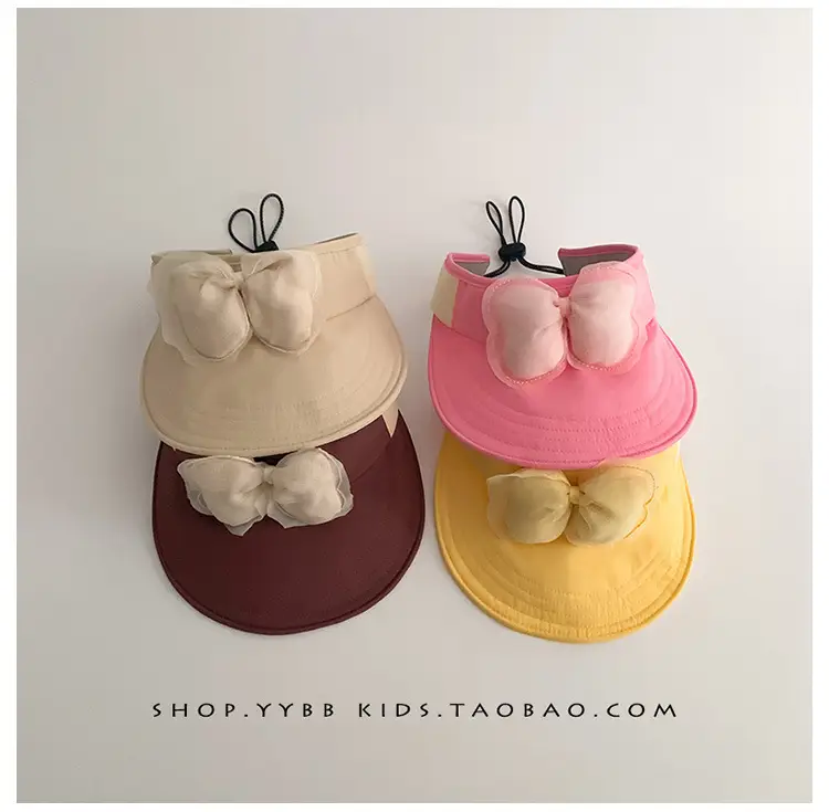 Children's Maroon Bow Sun Hat with Big Brim — feature 8