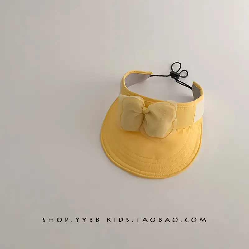 Children's Maroon Bow Sun Hat with Big Brim - Image 4