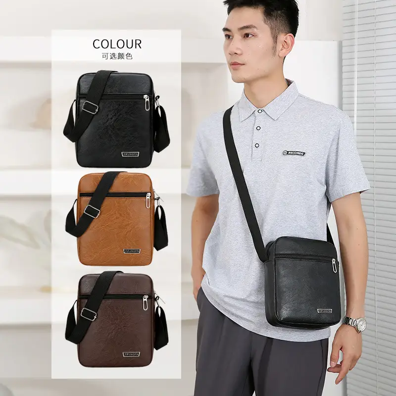 New Business Commuter Men's PU Leather Shoulder Bag Brown - Image 7