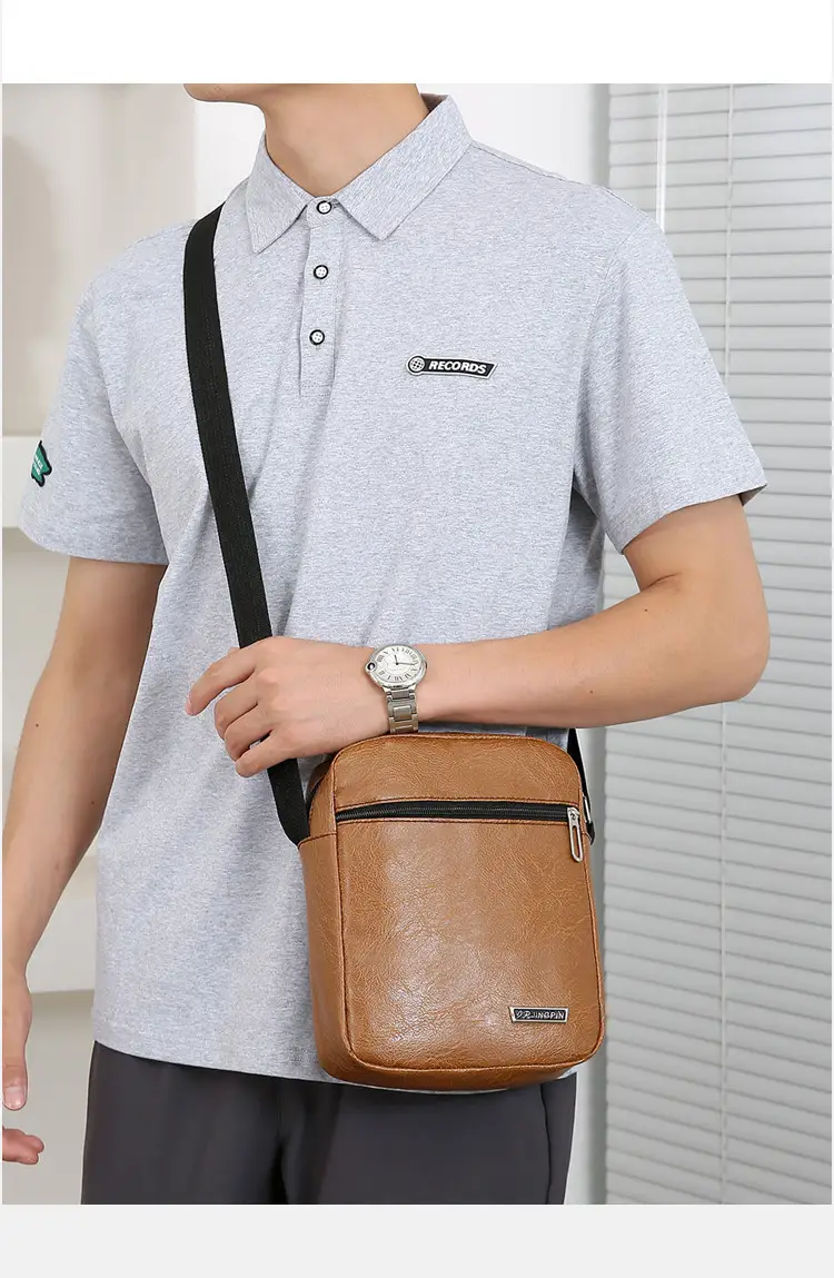 New Business Commuter Men's PU Leather Shoulder Bag Brown — feature 25