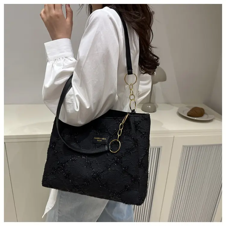 Pink Quilted Shoulder Tote Bag for Women — feature 15