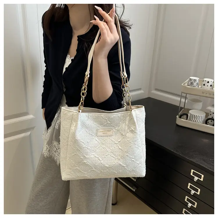 Pink Quilted Shoulder Tote Bag for Women — feature 8