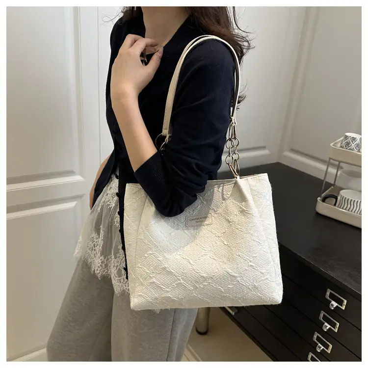 Pink Quilted Shoulder Tote Bag for Women — feature 9