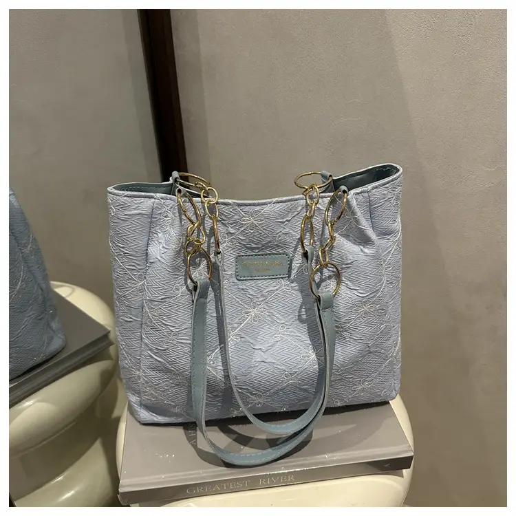 Pink Quilted Shoulder Tote Bag for Women - Image 3