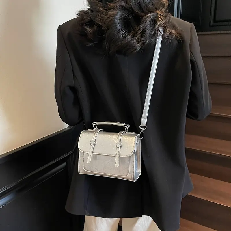 2025 Women's Cream Leather Shoulder Bag with Handle & Strap - Image 8