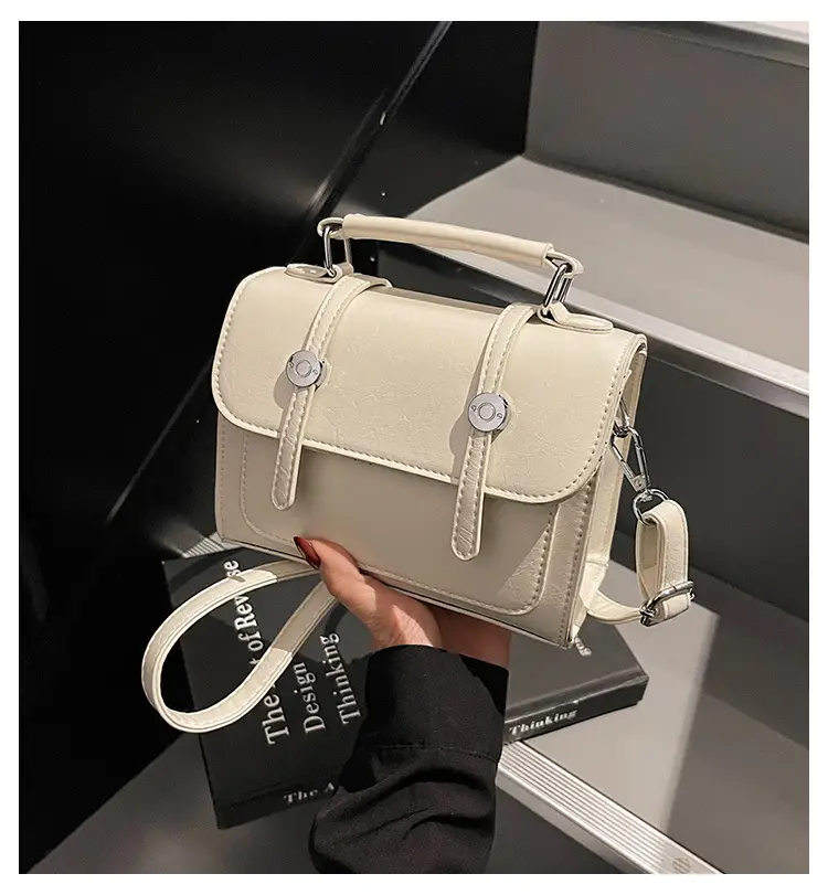 2025 Women's Cream Leather Shoulder Bag with Handle & Strap — feature 2
