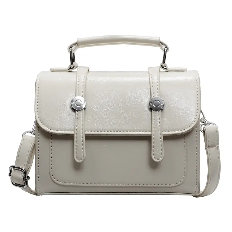 2025 Women's Cream Leather Shoulder Bag with Handle & Strap - Image 4
