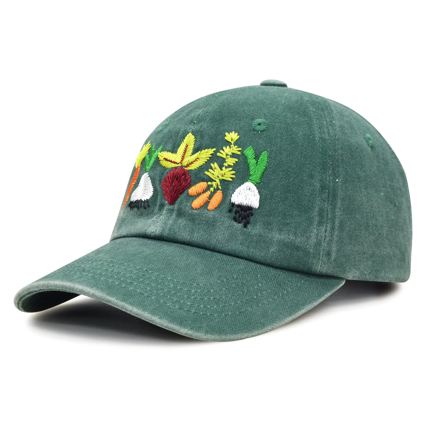 Women's Green Embroidered Cap with Floral Design - Image 7