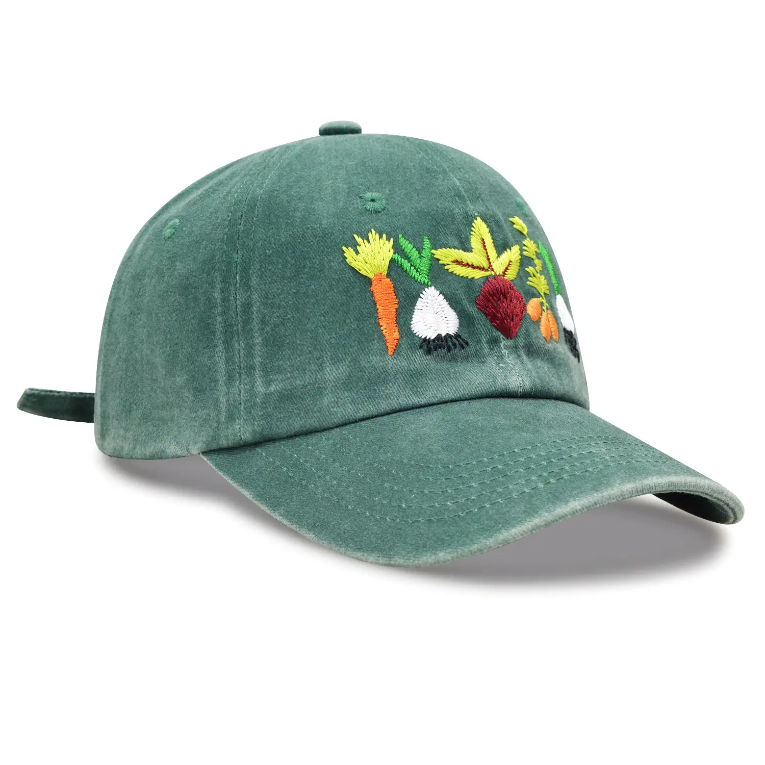 Women's Green Embroidered Cap with Floral Design — feature 13