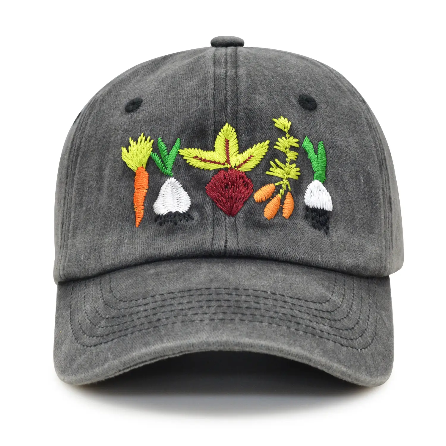 Women's Green Embroidered Cap with Floral Design — feature 2