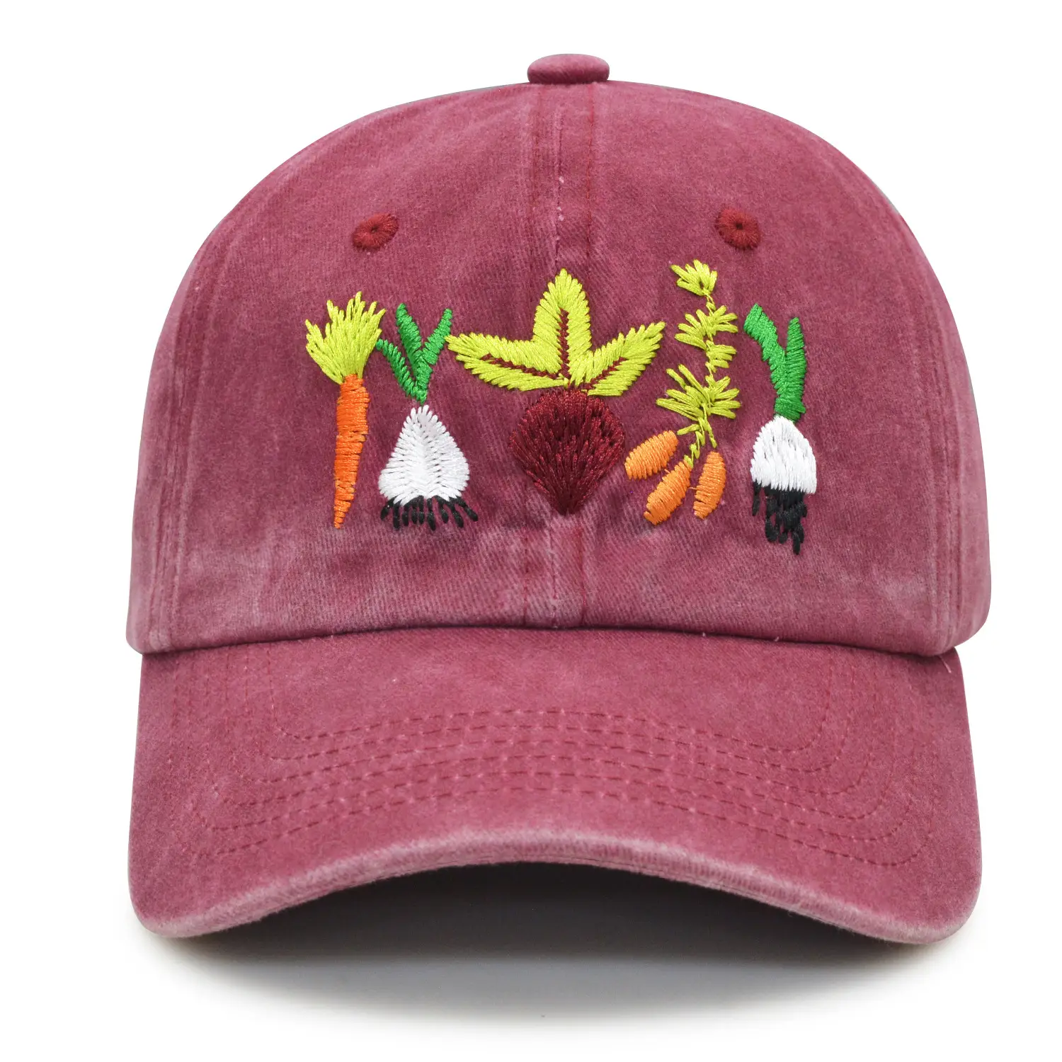 Women's Green Embroidered Cap with Floral Design — feature 6
