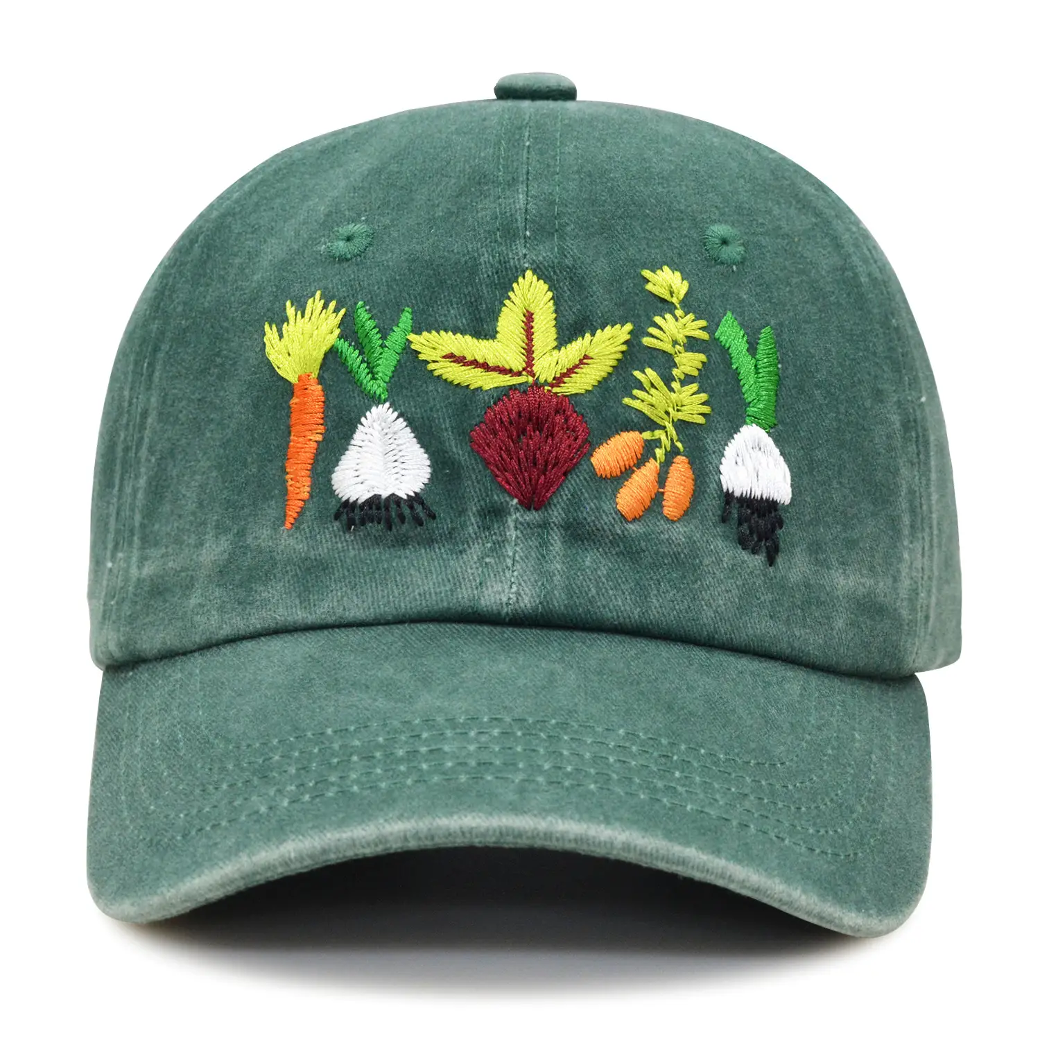 Women's Green Embroidered Cap with Floral Design — feature 11