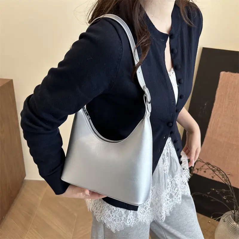 Women Retro Underarm Bag Silver 2026 - Image 9