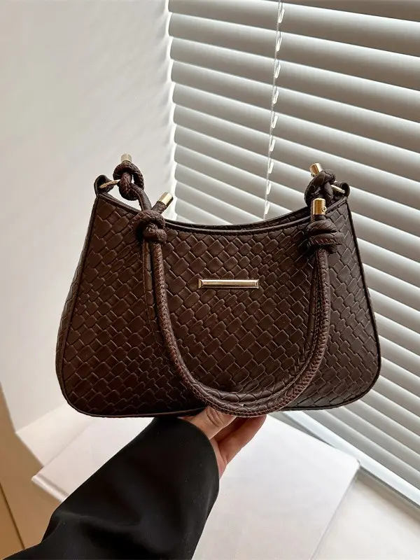 Vintage Brown Textured Underarm Bag for Women