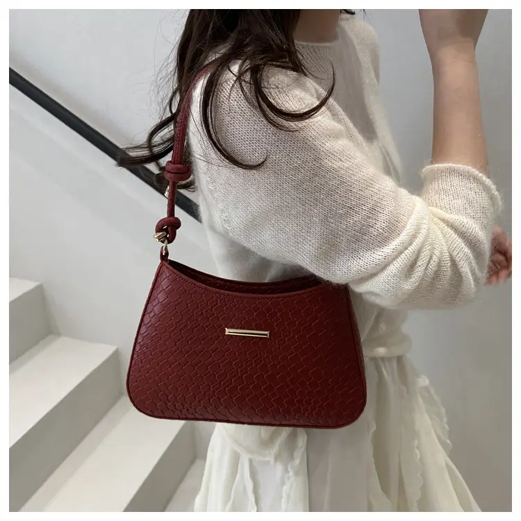 Vintage Brown Textured Underarm Bag for Women — feature 12