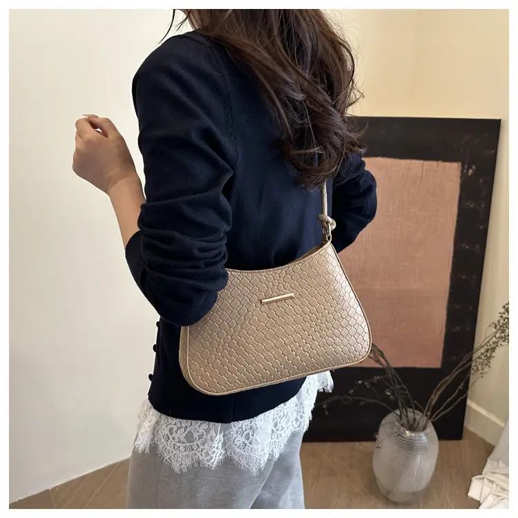 Vintage Brown Textured Underarm Bag for Women — feature 16