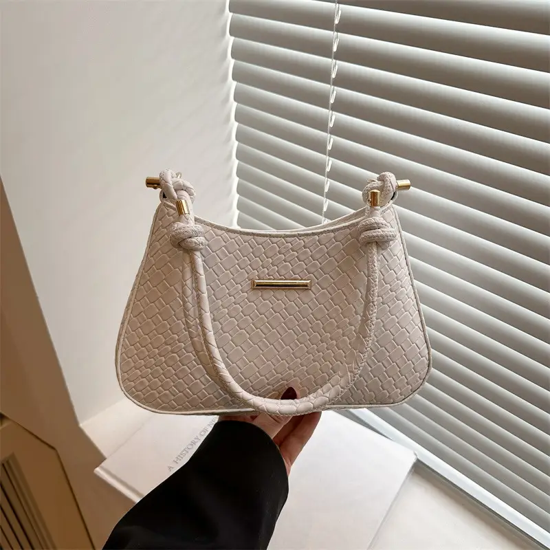 Vintage Brown Textured Underarm Bag for Women