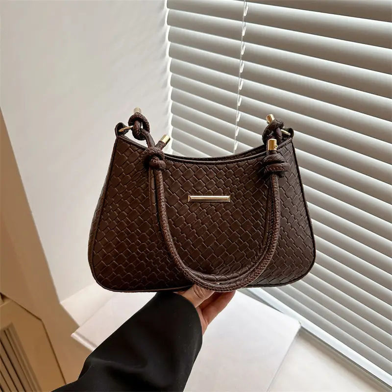 Vintage Brown Textured Underarm Bag for Women