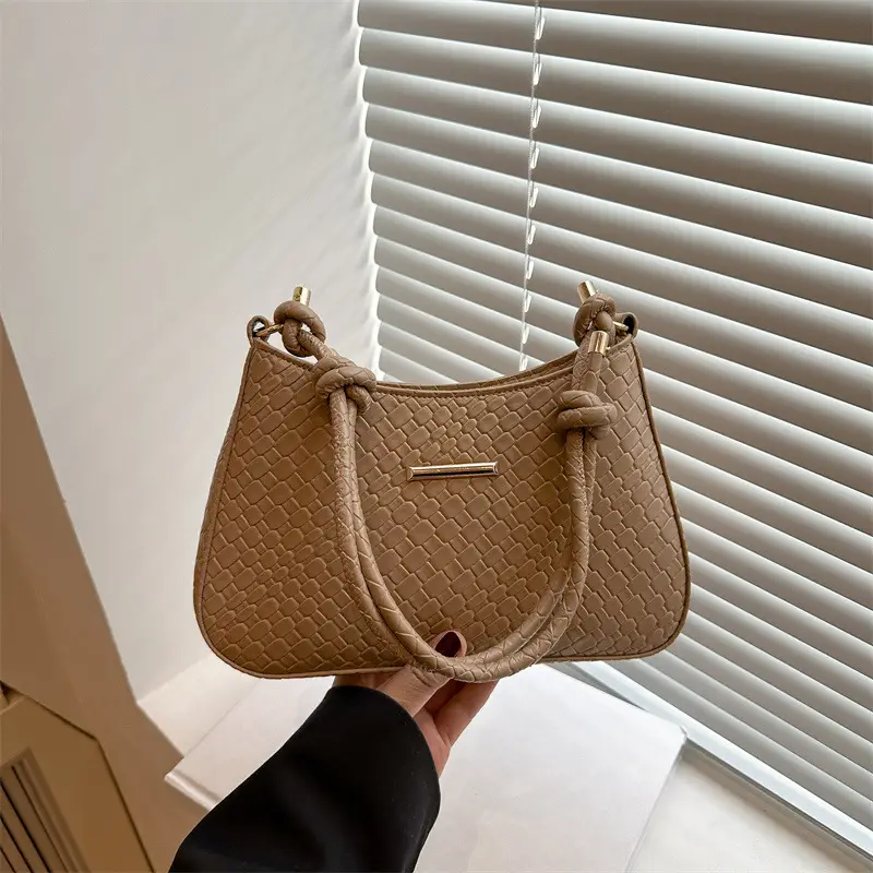 Vintage Brown Textured Underarm Bag for Women