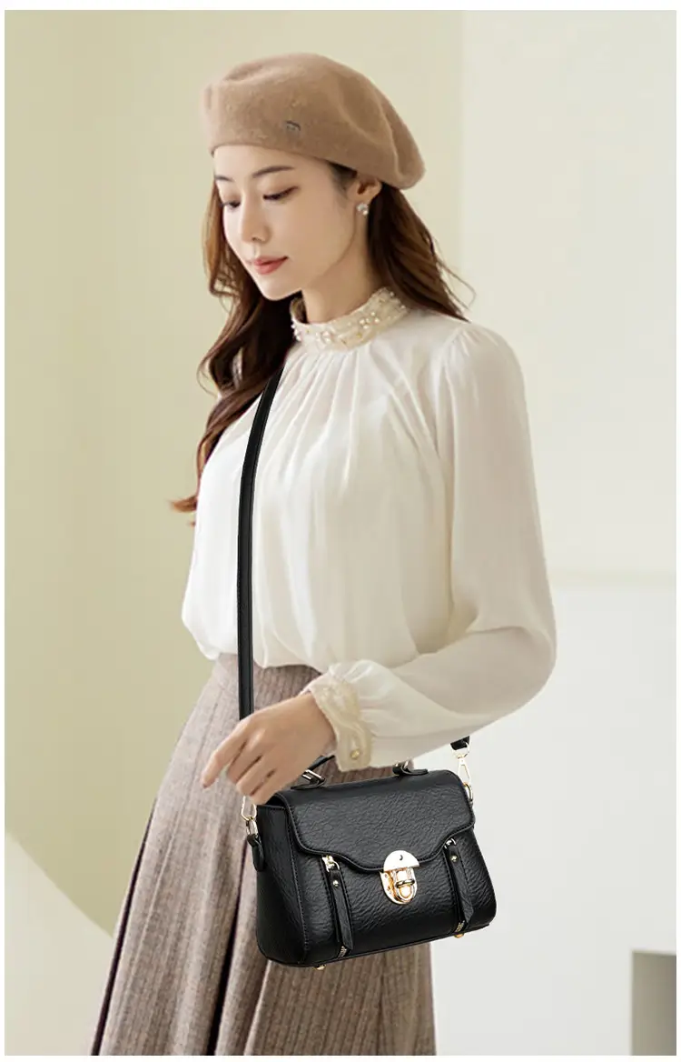 Women's Black Crossbody Shoulder Bag 2025 Retro Style — feature 11