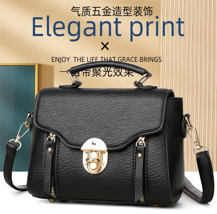 Women's Black Crossbody Shoulder Bag 2025 Retro Style — feature 3