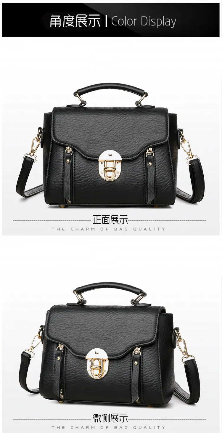 Women's Black Crossbody Shoulder Bag 2025 Retro Style — feature 6