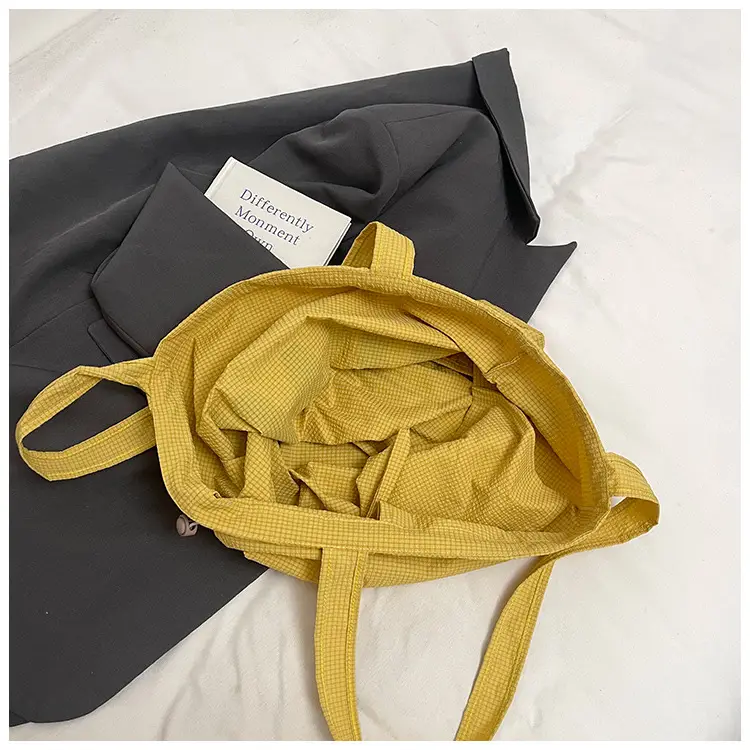 Women Canvas Drawstring Bag Yellow PWR Print Large Capacity — feature 7