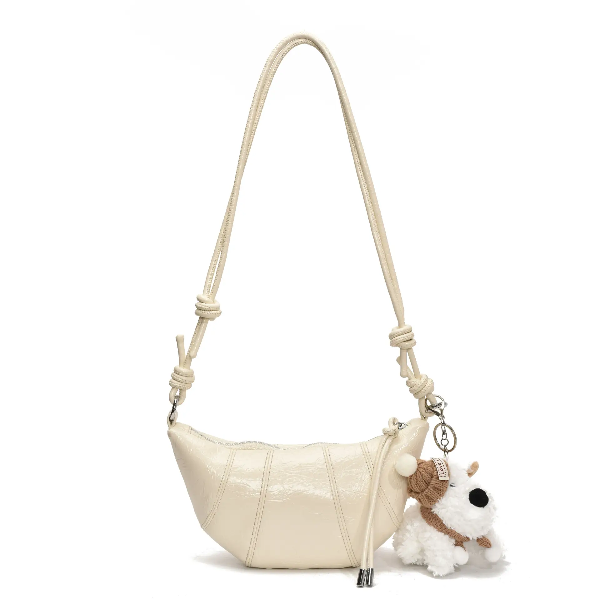 Women's Yellow Embossed Leather Shoulder Bag with Detachable Handle - Image 10