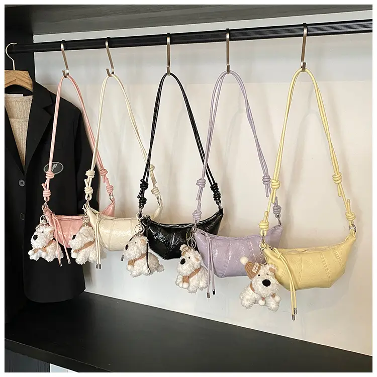 Women's Yellow Embossed Leather Shoulder Bag with Detachable Handle — feature 2