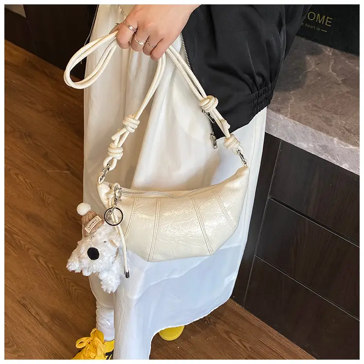 Women's Yellow Embossed Leather Shoulder Bag with Detachable Handle — feature 31