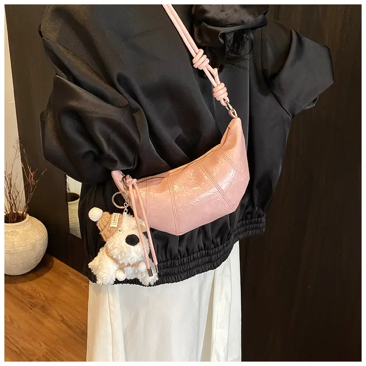 Women's Yellow Embossed Leather Shoulder Bag with Detachable Handle — feature 36