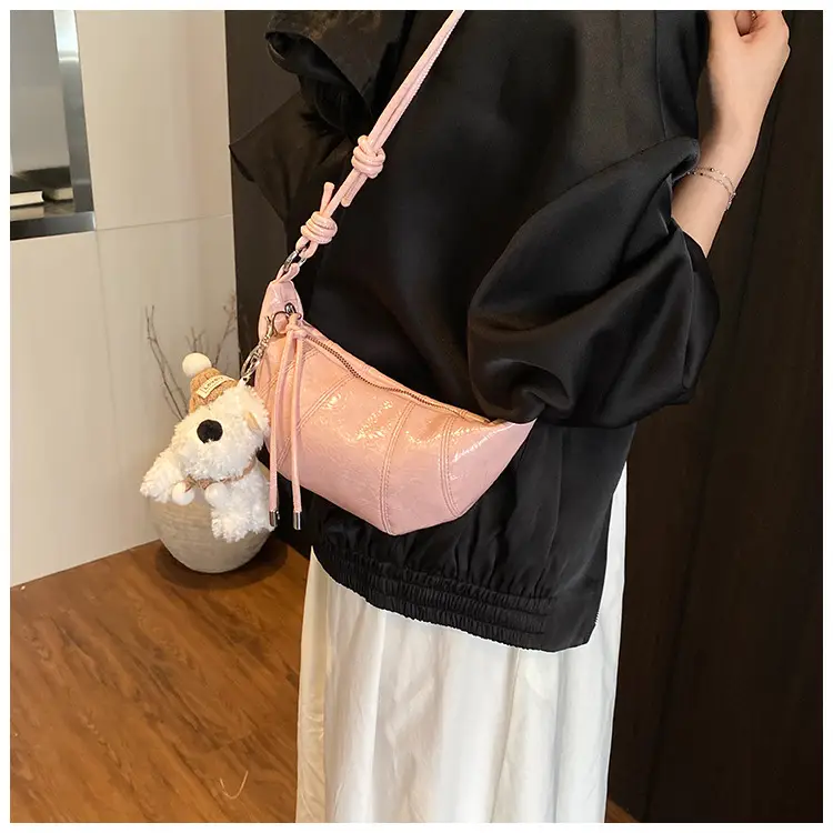 Women's Yellow Embossed Leather Shoulder Bag with Detachable Handle — feature 38