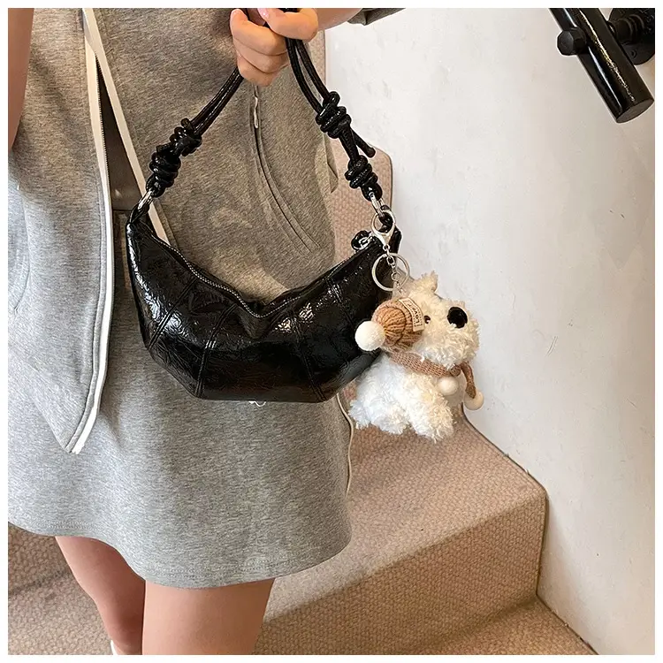 Women's Yellow Embossed Leather Shoulder Bag with Detachable Handle — feature 41