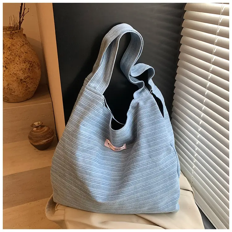 Blue Striped Denim Tote Bag Women Summer 2025 — feature 13