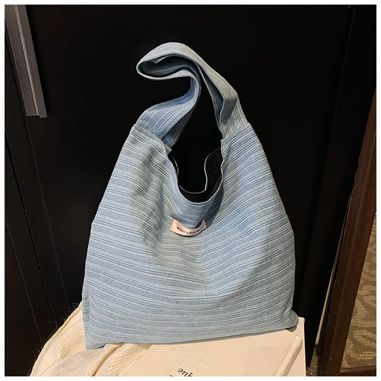 Blue Striped Denim Tote Bag Women Summer 2025 — feature 14