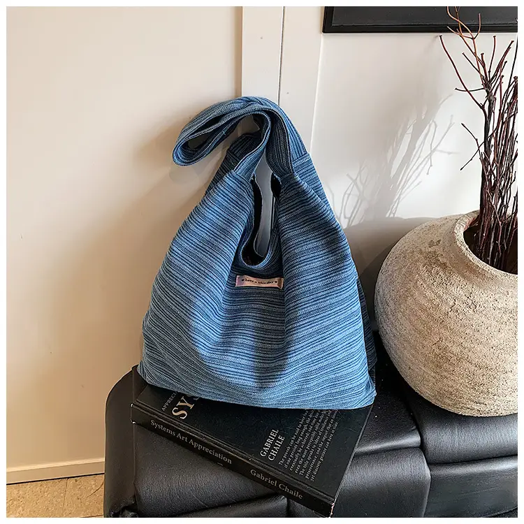 Blue Striped Denim Tote Bag Women Summer 2025 — feature 17