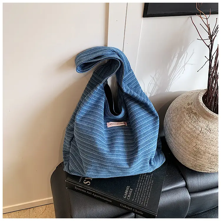 Blue Striped Denim Tote Bag Women Summer 2025 — feature 18
