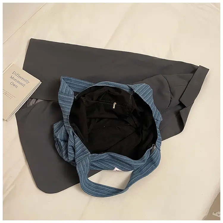 Blue Striped Denim Tote Bag Women Summer 2025 — feature 6