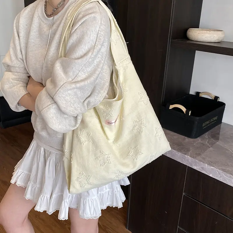 Blue Striped Denim Tote Bag Women Summer 2025 - Image 3