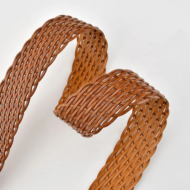 Women's Red Woven Belt with Gold Moon Buckle - Image 9