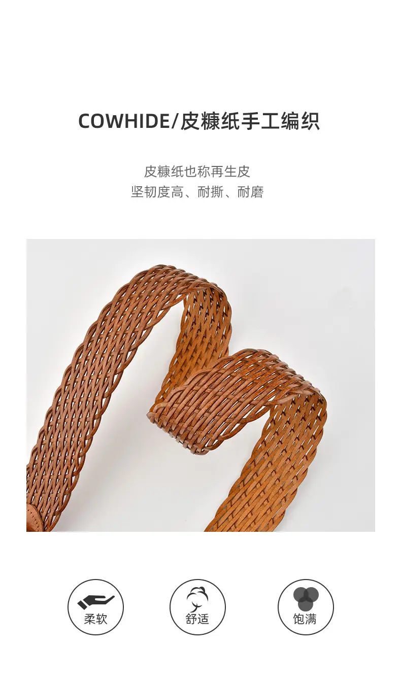 Women's Red Woven Belt with Gold Moon Buckle — feature 5